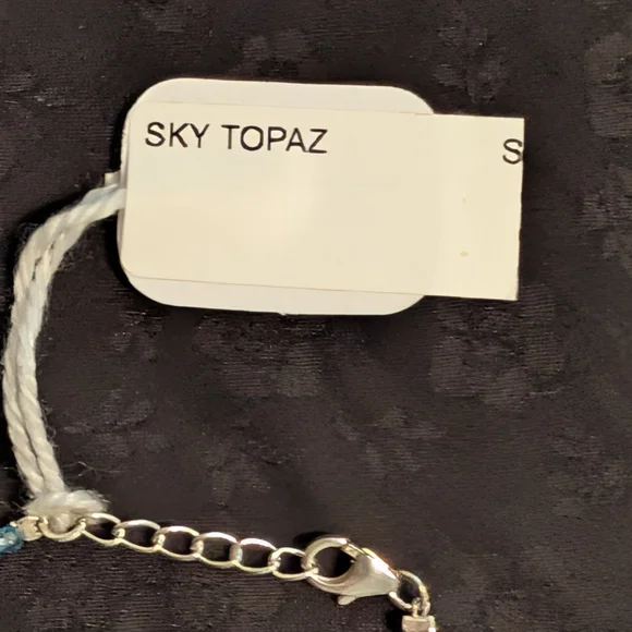 Delicate Genuine Sky Blue Topaz 2 mm Faceted Beaded Bracelet 925 Sterling Silver - Picture 11 of 13